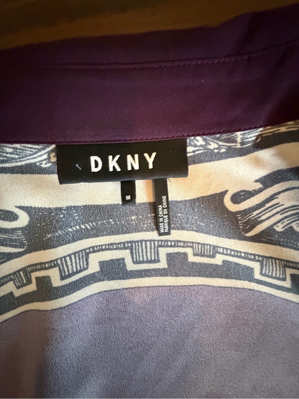 DKNY Purple and White Graphic Button-Down Shirt - Picture 9 of 15